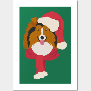 Christmas Rough Collie Dog Face Posters and Art